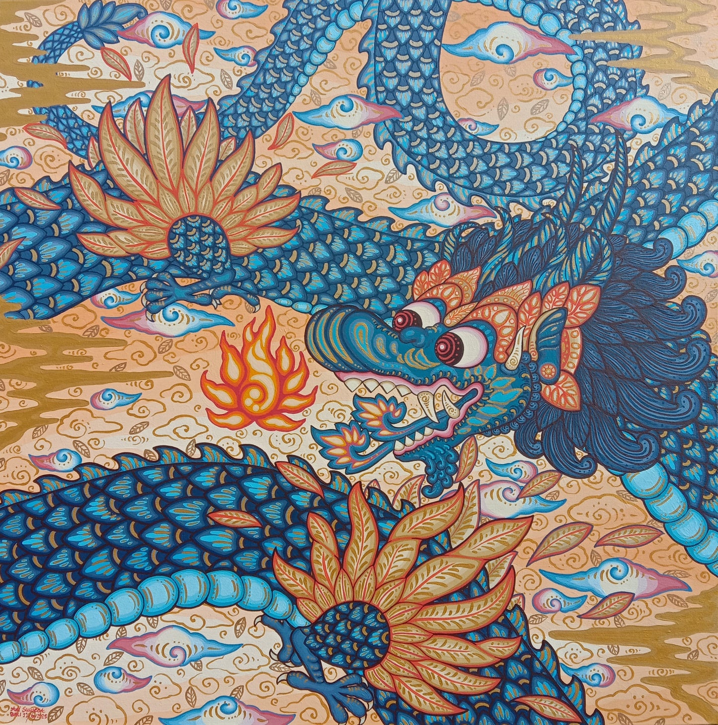 Blue Dragon (110cm x 110cm) by Cyx Daeng