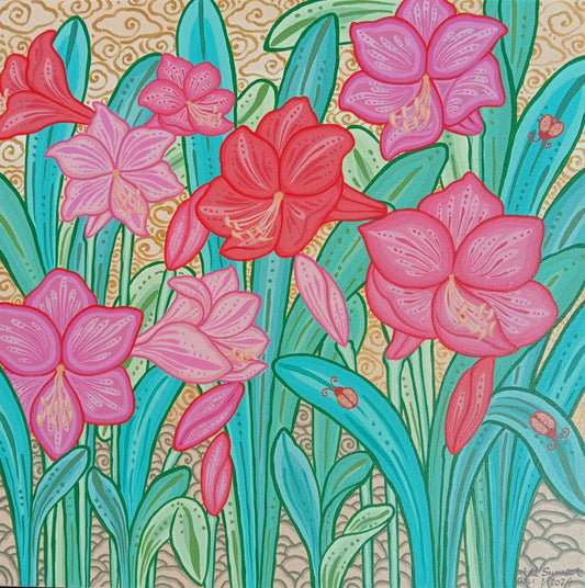 Lilies Blooming (60cm x 60cm) by Cyx Daeng