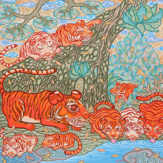 Sleepy Tiger (80cm x 80cm) by Cyx Daeng