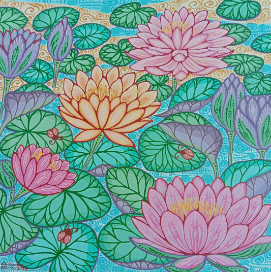 Water Lilies (60cm x 60cm) by Cyx Daeng