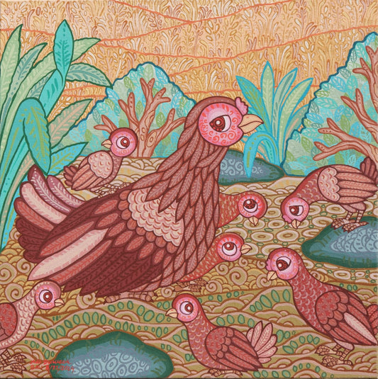 Chicken Family (50cm x 50cm) by Cyx Daeng