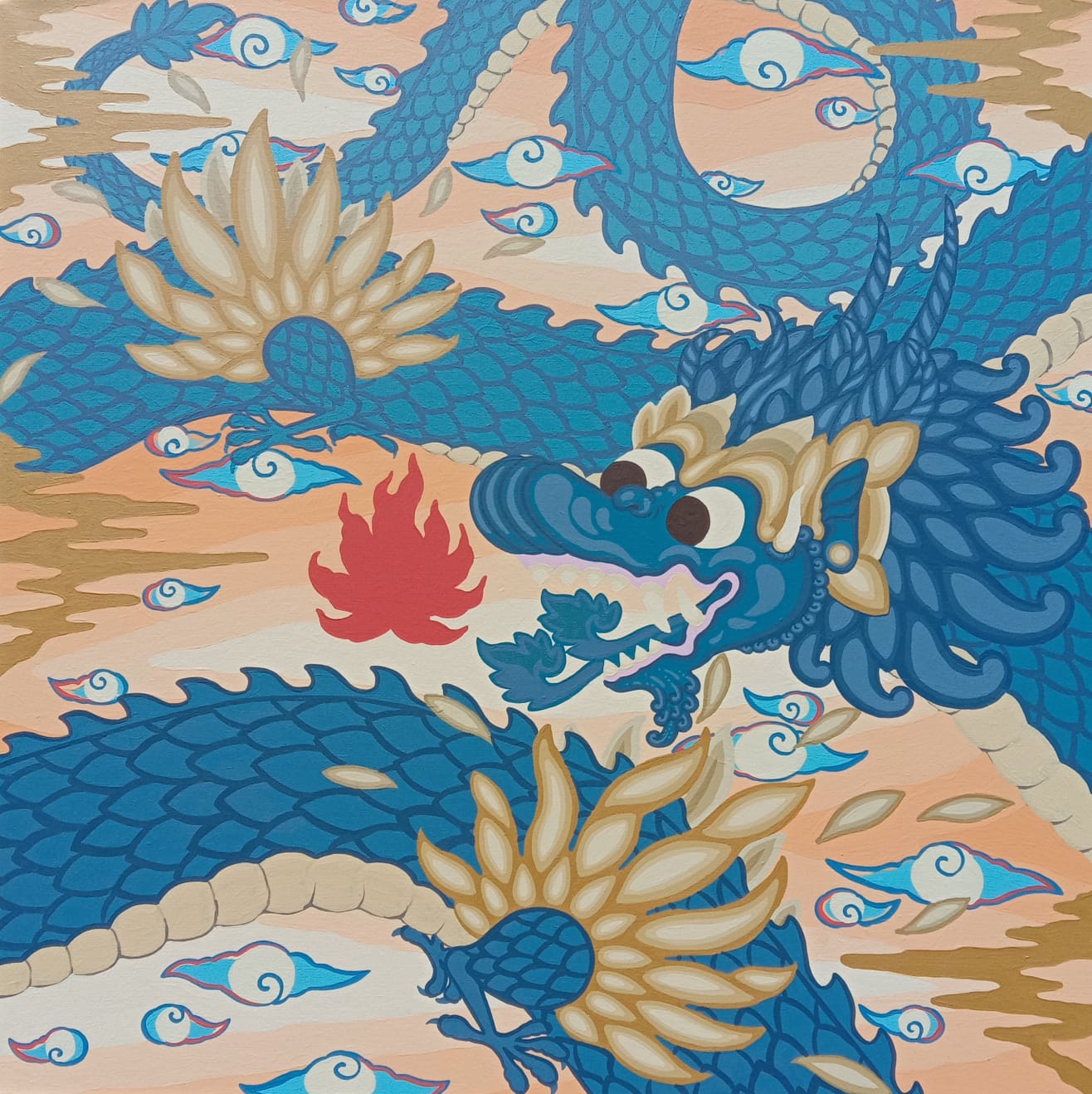 Blue Dragon (110cm x 110cm) by Cyx Daeng