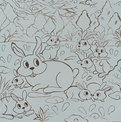 Bunny Harvest Carrots (110cm x 110cm) by Cyx Daeng